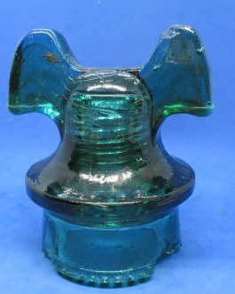 Vintage Hemingray Green/ Aqua Mickey Mouse Ears Glass Insulator 1890/1893 DAMAGE(Copy)