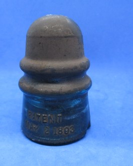 Vintage Rare Hemingray NO 4 Glass Power Insulator – Blue Green Aqua